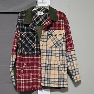 BKE Red and Blue Plaid Shirt Jacket